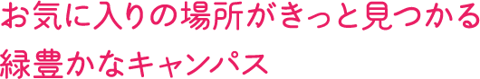 お気に入りの場所がきっと見つかる緑豊かなキャンパス