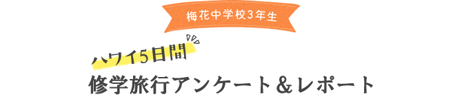 梅花中学校3年生 ハワイ5日間修学旅行アンケート＆レポート